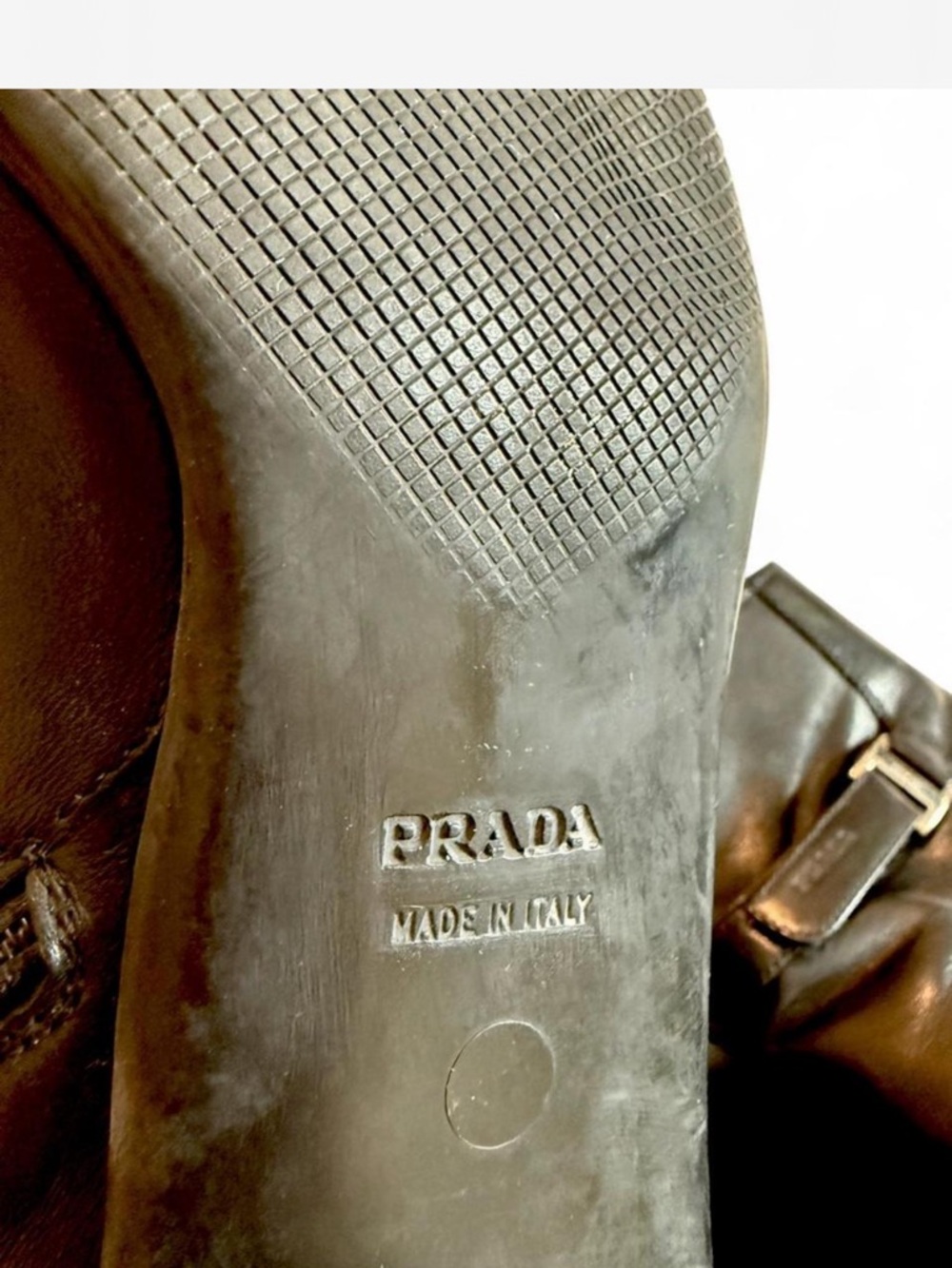 Prada Black Leather Ankle Boots with Buckle Strap - Picture 6 of 7